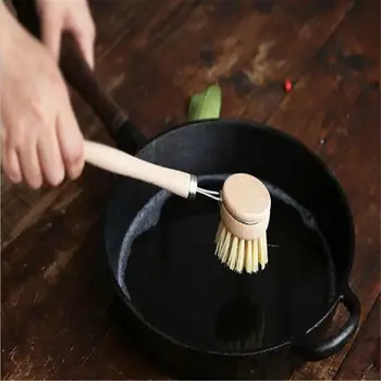 

Natural Wooden Long Handle Pan Pot Brush Dish Bowl Washing Cleaning Brush Household Kitchen Cleaning Tools