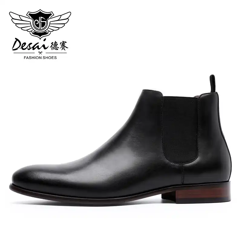 Desai冬の本革メンズブーツスライダー仕事男性ビジネスファッションドレス 作業 安全ブーツ Aliexpress