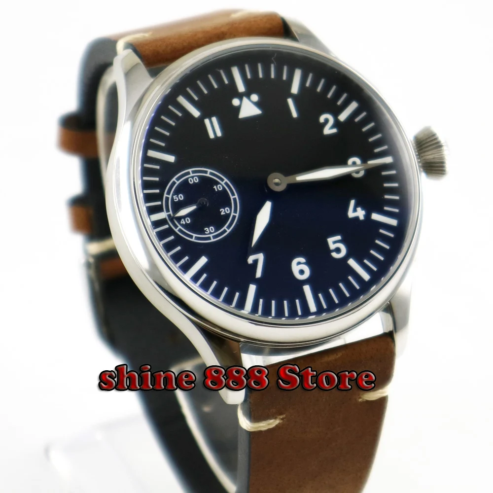 Винтажные 44 мм Corgeut черные стерильные светящиеся часы с циферблатом 17