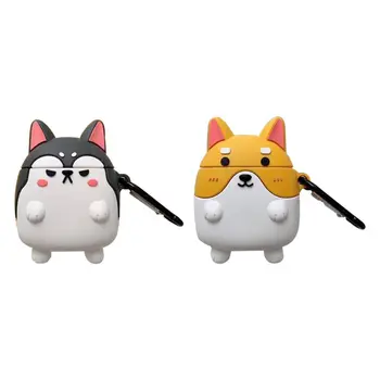 

Lovely Pupply Dog Pattern Protective Case Shockproof Soft Silicone Cover Skin Protector with Carabiner for Airpods 1/2 Charging