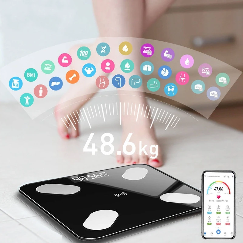 26*26 см весы для жира, умный BMI, светодиодный, цифровой, для ванной, беспроводной, весы, вес тела, bluetooth, баланс, Android, IOS APP