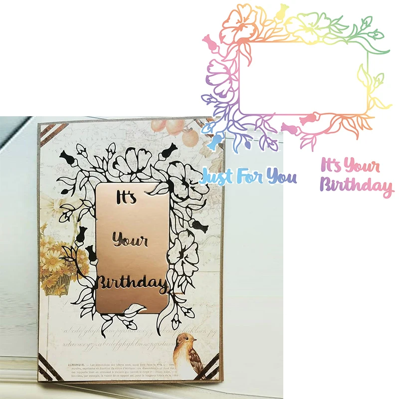 

Flowery Frame Metal Cutting Dies Phrases+Frame Dies Cuts For Card Making 2020