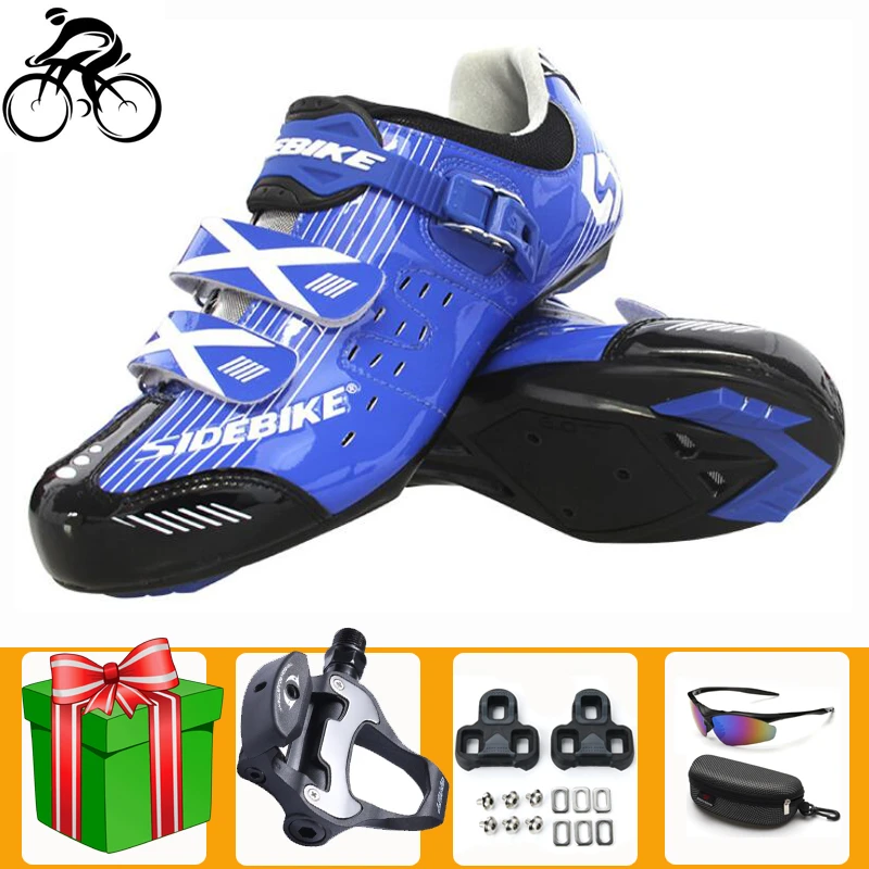 blue road cycling shoes
