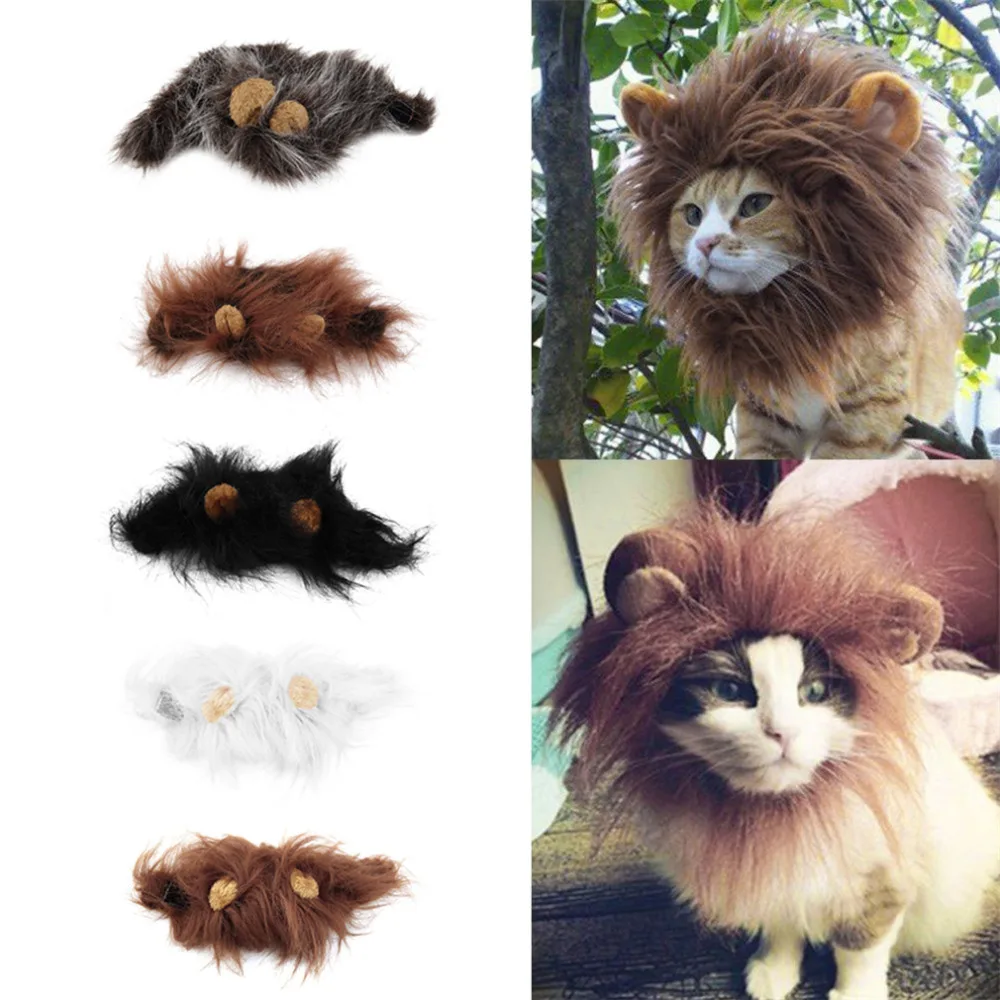 

2018 Hot Sale Pet Cat Dog Dress Up Costume Wig Emulation Lion Hair Mane Ears Head Cap Autumn Winter Muffler Scarf Pet Products