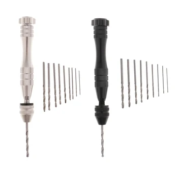

Aluminum Precision Pin Vise Model Hand Drill Set Rotary Tools with 10pcs Twist Drill Bits for Woodworking Woodcraft 0.5mm-3.0mm
