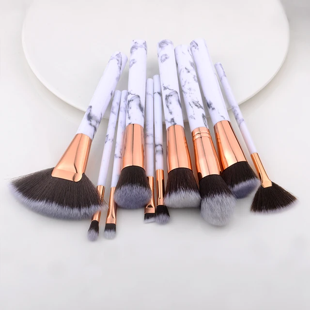 FLD 5/15Pcs Makeup Brushes Tool Set Cosmetic Powder Eye Shadow Foundation Blush Blending Beauty Make Up Brush Maquiagem sector  10pcs white
