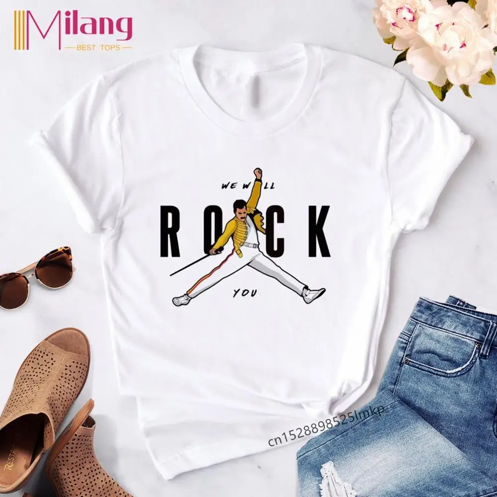 Женские черные футболки Freddie Mercury The queen Band, женские футболки с коротким рукавом, летняя брендовая рок одежда, топы для девочек