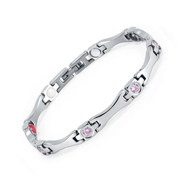 Элегантный нержавеющей стали энергии здоровья магнитный браслет с магнитом стразы браслеты дружбы для женщин - Окраска металла: 1