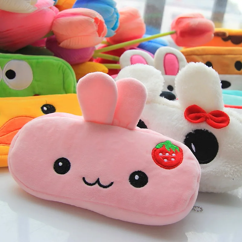 Plush animal pen case cartoon Kawaii pencil case gifts for children School Pencil cases cute stationery box Storage bag pen bag