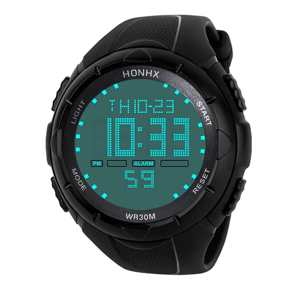 Luxury Brand Watch Men Analog Digital Military Sport LED Wrist Watch Silicone Band Acrylic Buckle Round High Quaility Relojes