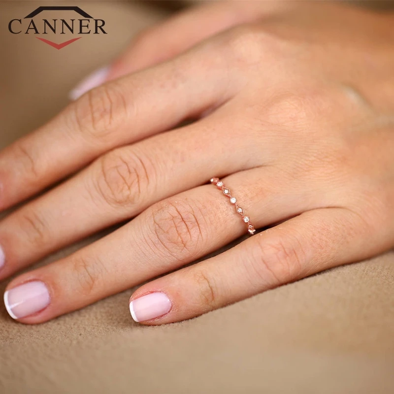 S925 Стерлинговое Серебро, геометрические тонкие кольца для женщин, маленькие, свежие, вшитые циркониевые кольца, обручальное ювелирное изделие