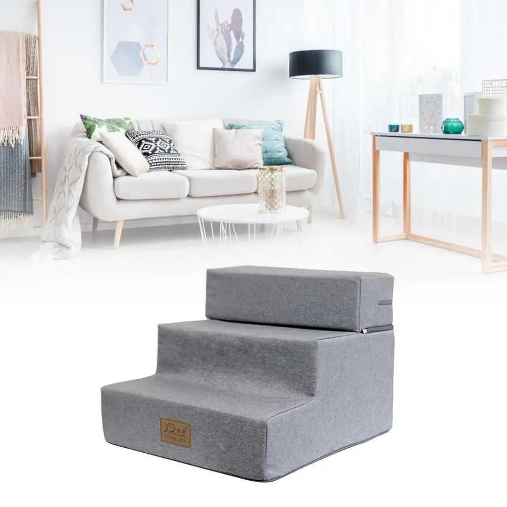 AUGKUN Pet Dog Steps Sponge Waterproof Harden Stairs Easy To Remove Machine Wash Pet Steps For Small Dog Teddy Pet Supplies