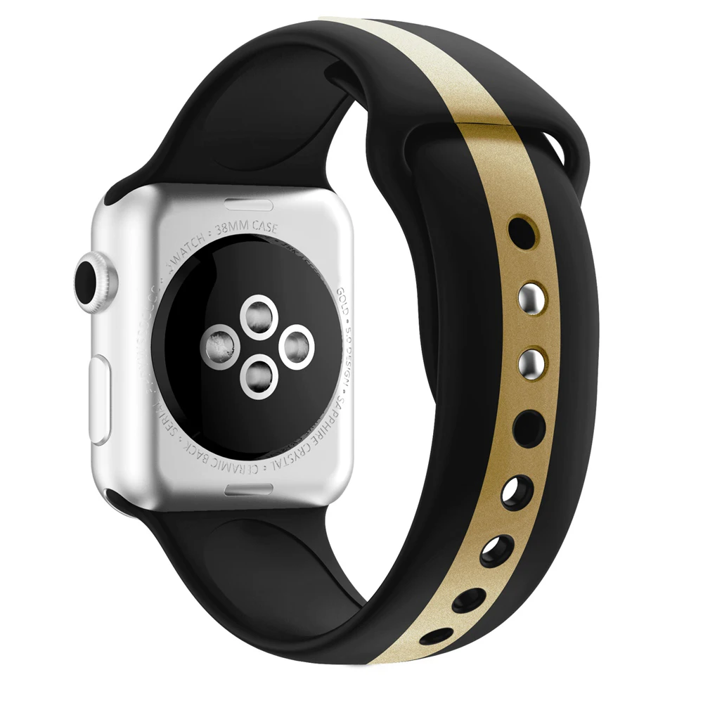 Полосатый ремешок для Apple Watch 38 мм 42 мм iWatch ремешок 44 мм 40 мм спортивный силиконовый ремень браслет Apple watch 5 4 3 2 аксессуары