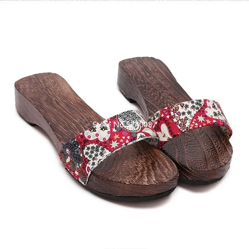 

Woman Chinese Style Wooden Shoes Japanese Traditional Geta Clogs Flip Flops Bedroom Slippers Anime Cosplay Sauna Kimono Sandals