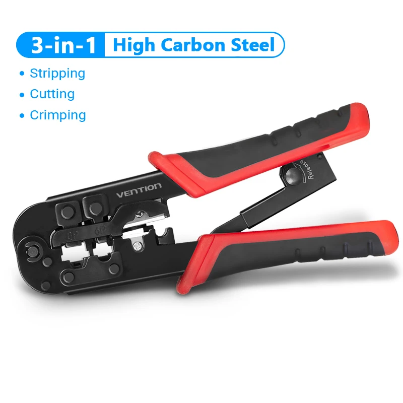 cable wire toner tracer tester Vention RJ45 Crimping Tool RJ45 Network Cutting Tools 8P RJ45 Crimper Cutter Stripper Plier for Modular RJ12 RJ11 Crimp Crimper cable toner and probe Networking Tools