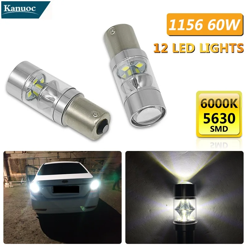 2Pcs 1156 BA15S P21w Led Bulb 60W White Auto Car Fog Light Driving Day Running Lamp 12V-24V Headlight High Power Taillights | Автомобили и