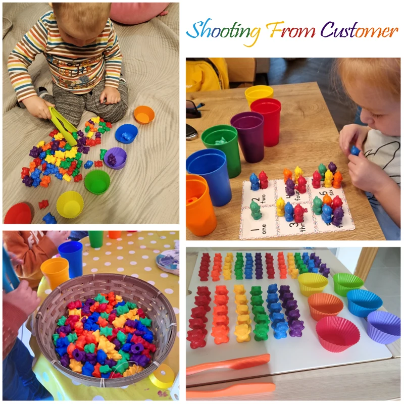 Children Toy 1 Set Boxed Counting Bear Montessori Cognition Rainbow Matching Game Educational Toys Gifts_voghion.com