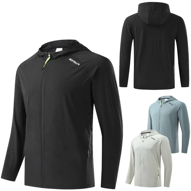 Men Running Jackets Casual Zipper Solid Color Hoody 2021 Autumn Outdoor