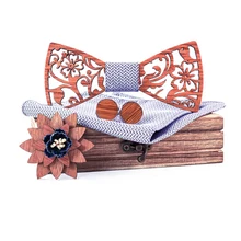 Ручной работы деревянный галстук-бабочка галстук тренд галстук набор галстук-бабочка шарф Запонки брошь Подарочная коробка мужские аксессуары