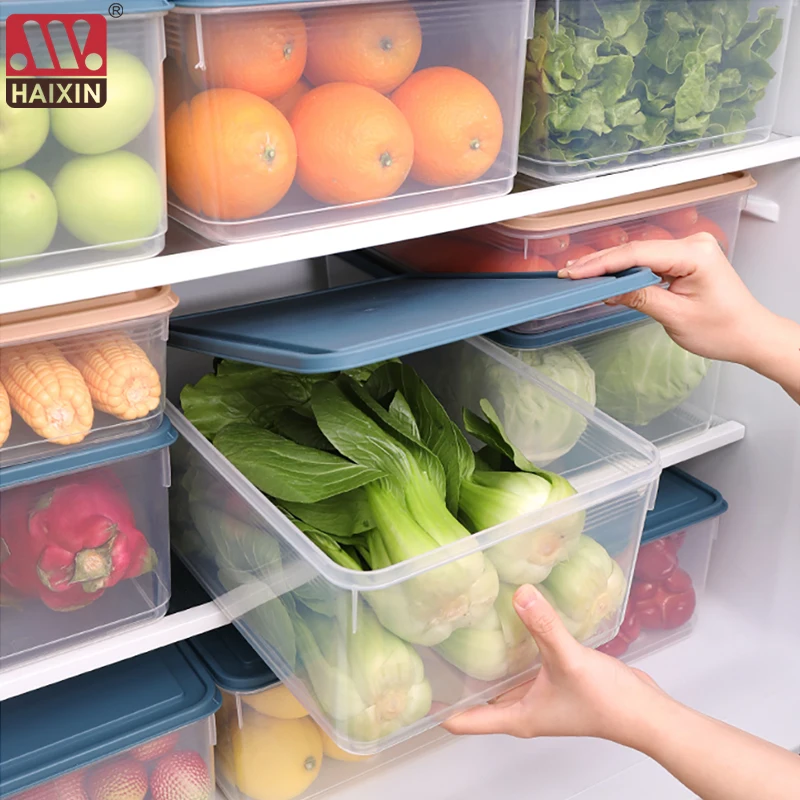 

Refrigerator Food Storage Containers With Drainer Kitchen Vegetable Fruit Fresh Storage Box With Lid Fridge Stackable Organizer