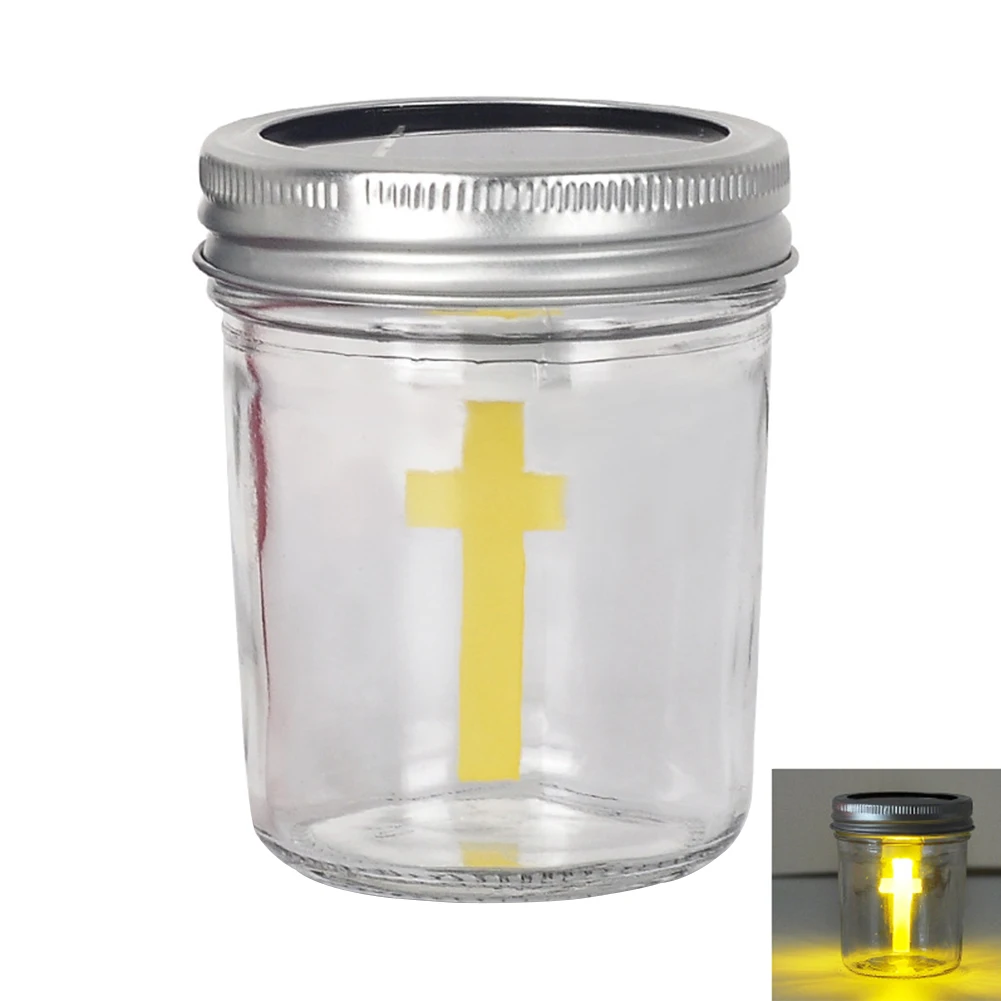 

Garden Decoration Led Office Cross Pattern Cemetery Solar Energy Lawn Night Eye Caring Outdoor Prayer Table Lamp Clear Glass