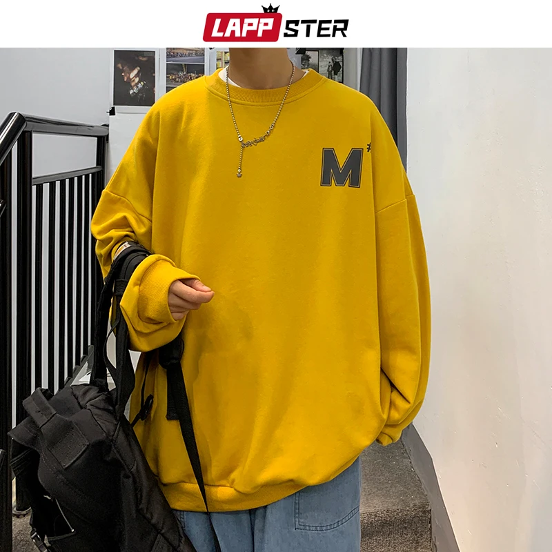 LAPPSTER Men Harajuku M Print Hoodies 2020 Oversized Pullover Mens Korean Fashions Sweatshirts Male Black Oversized Clothes LAPPSTER Men Harajuku M Print Hoodies 2020 Oversized Pullover Mens Korean Fashions Sweatshirts Male Black Oversized Clothes