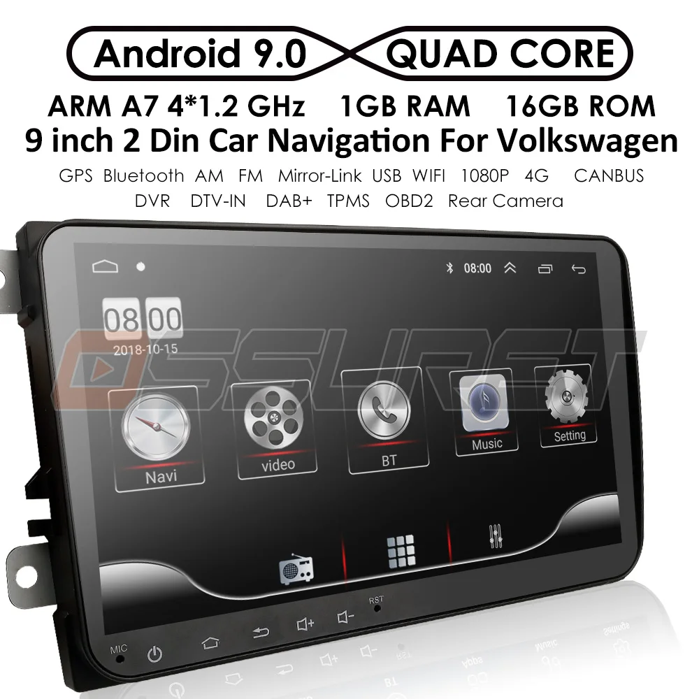Ossuret 9 "Android 8,1 автомобиль радио gps навигации для VW Skoda Octavia Golf 5 6 touran passat B6 j ВАВТ Polo Tiguan RDS FM cam-в