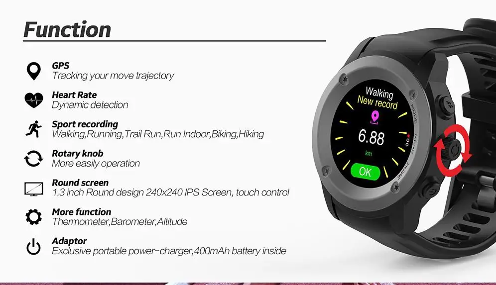 DW028 многофункциональные спортивные часы с gps отслеживанием, монитор сердечного ритма, умные часы с Bluetooth адаптером, трекер активности, браслет с цветным экраном