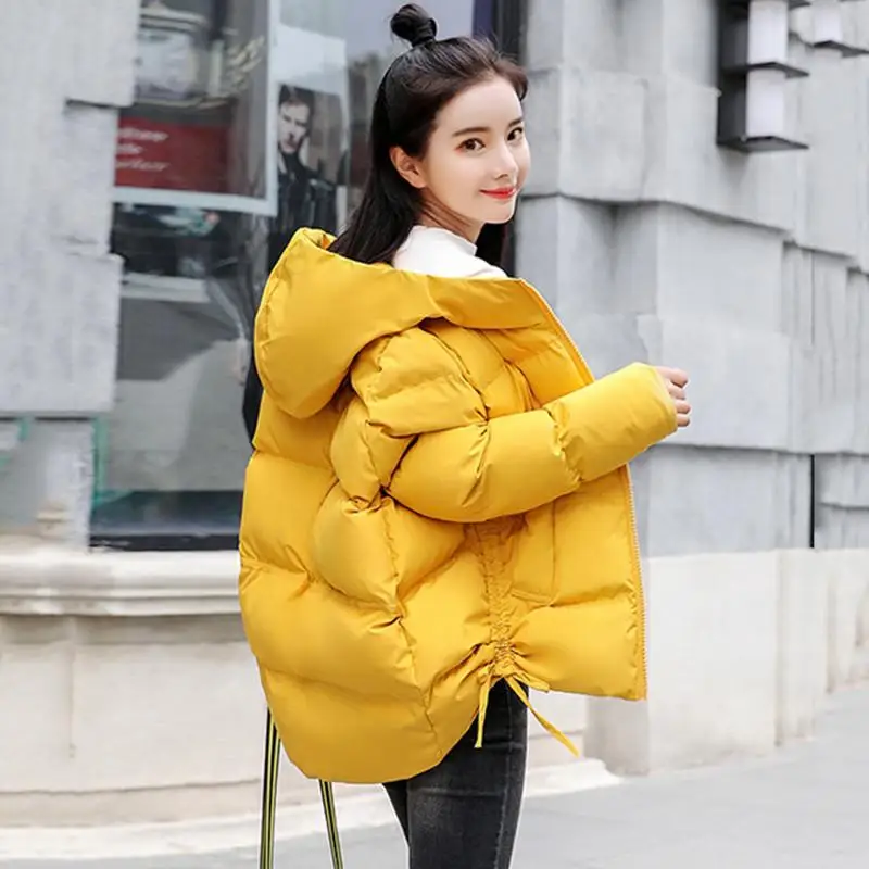yellow Осенне-зимняя куртка для женщин, пальто, модные короткие парки с капюшоном, Теплые повседневные куртки, Женская Стеганая куртка, Chaqueta Mujer Invierno T08 - Цвет: yellow