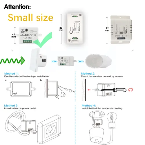 Wireless Smart Switch Light 433Mhz RF 86 Wall Panel Switch with Remote Control Mini Relay Receiver 220V Home Led Light Lamp Fan - Image 3