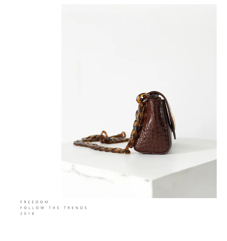 Женская акриловая сумка-мессенджер на плечо с цепочкой, Крокодиловая Женская сумочка с пряжкой, маленькие сумки с клапаном, повседневный Вечерний Клатч