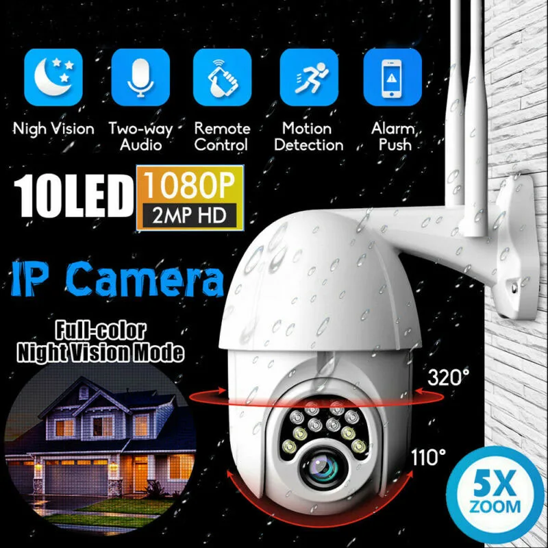 

1080P PTZ IP Camera Wifi Outdoor Speed Dome Wireless Wifi Security Camera Pan Tilt 4X Digital Zoom 2MP Network CCTV Surveillance