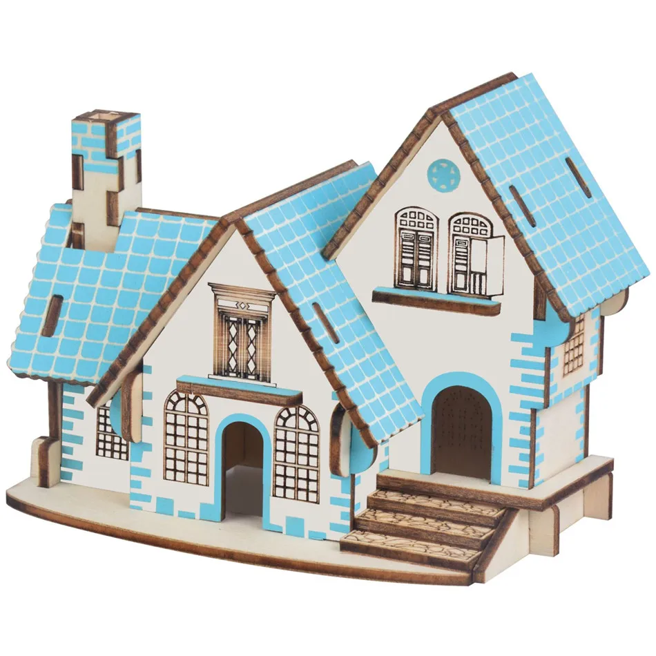 3D деревянные головоломки игрушки пазлы архитектура дом сделай сам ручная сборка