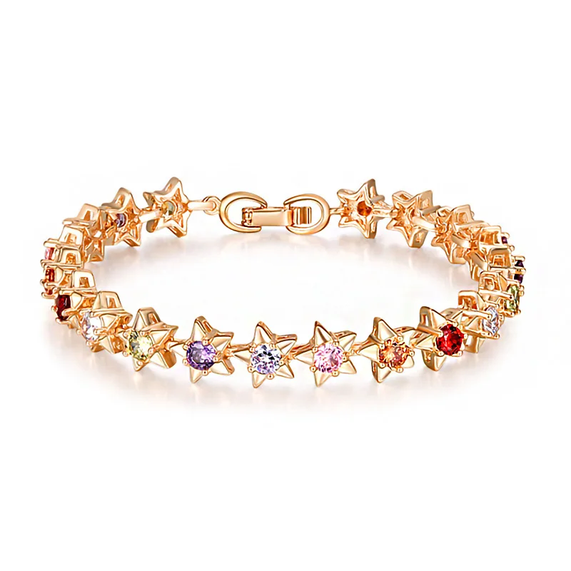 OF-LILU, Модные Разноцветные австрийский циркониевый Кристал с золотыми звездами, регулируемые браслеты для женщин, ювелирные изделия, элегантные женские браслеты, подарок