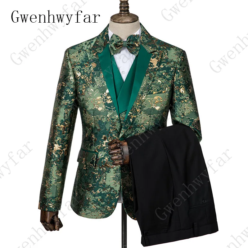 

Gwenhwyfar New Style 2019 Men's Clothes Fancy Blazer Floral Printing Slim Fit Men Suit Male Flower Tuxedo Wedding Suits For Man