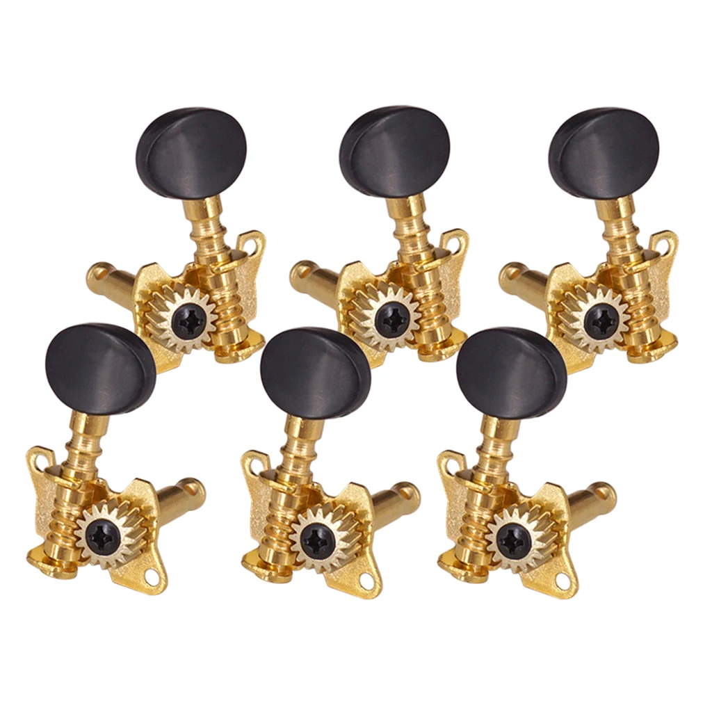 Acoustic Folk Guitar Parts Machine Heads 3R3L Oval Button Tuning Peg Tuners