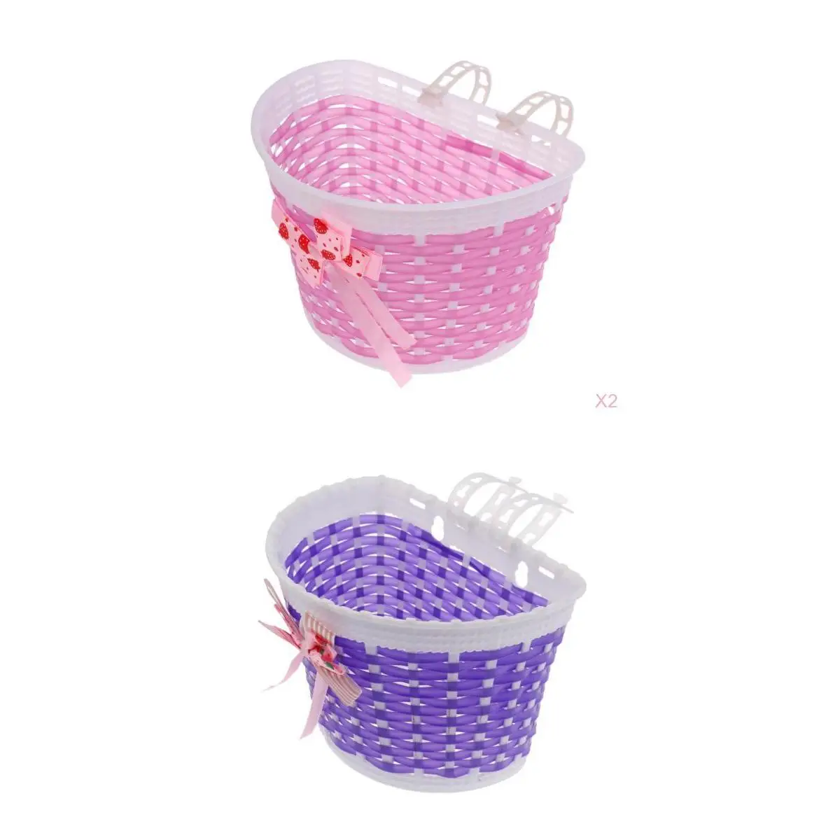 2 Pieces Kids Girls Bike Pannier Bicycle Bowknot Front Basket Shopping Bag Detachable for Children Kids