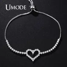 UMODE полые браслеты с сердцем для женщин, теннисные браслеты для девочек, браслеты с кубическим цирконием, женские модные ювелирные аксессуары UB0217