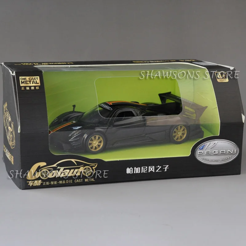 1/32 Масштаб литья под давлением металлические модельные игрушки Pagani Zonda R гоночный автомобиль миниатюрная копия w/звук и светильник - Цвет: Black in Box