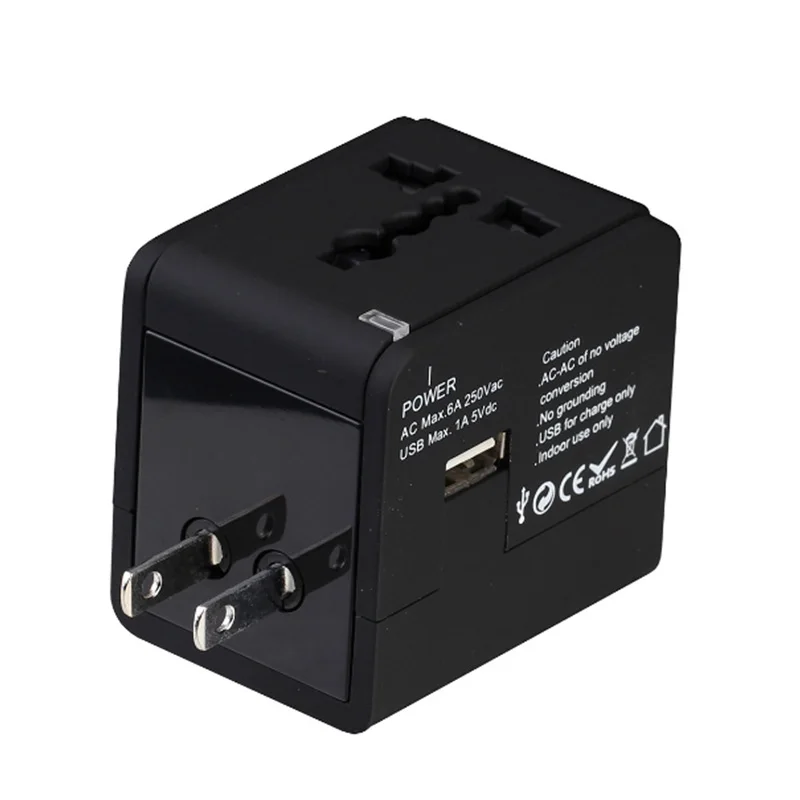 Weißer schwarzer Universal-Steckeradapter 2 USB World Travel AC Power Charger Adapter mit AU US UK EU-Konverterstecker_voghion.com