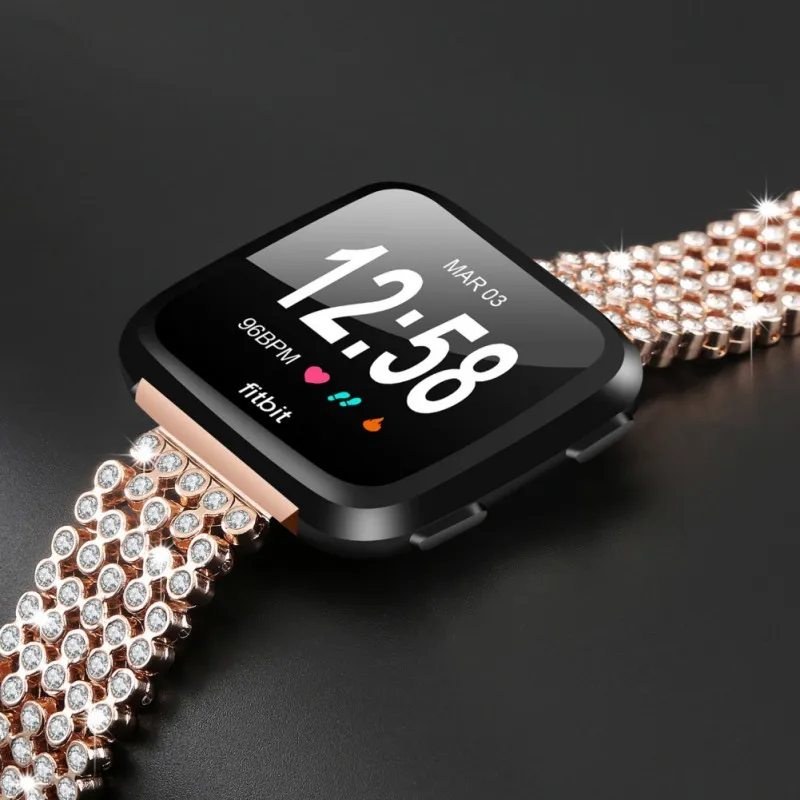 Сменные умные наручные часы аксессуар для Fitbit Versa ремешок стальной бриллиантовый ремешок