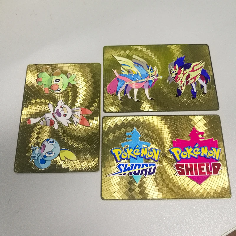 Металлические золотые флеш карты Pokemon блестящий меч и щит скорбанни фальшивые