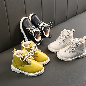 

hot Children Winter Martin Boots Girls Boys Plush Casual Warm Ankle Shoes Kids Fashion Sneakers Baby Snow Boots Clothing Drop