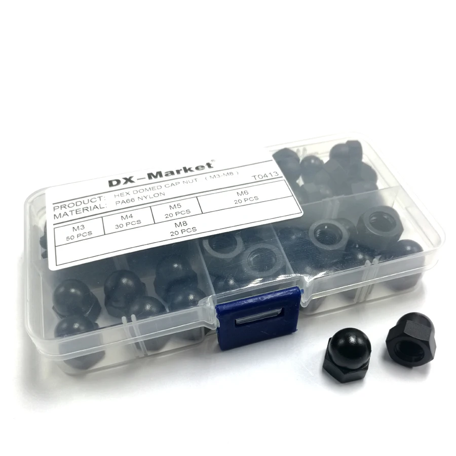 M3 M4 M5 M6 M8 Nylon Hex Domed Cap Nuts Kit , Pa66 Nylon Hex Acorn Nuts