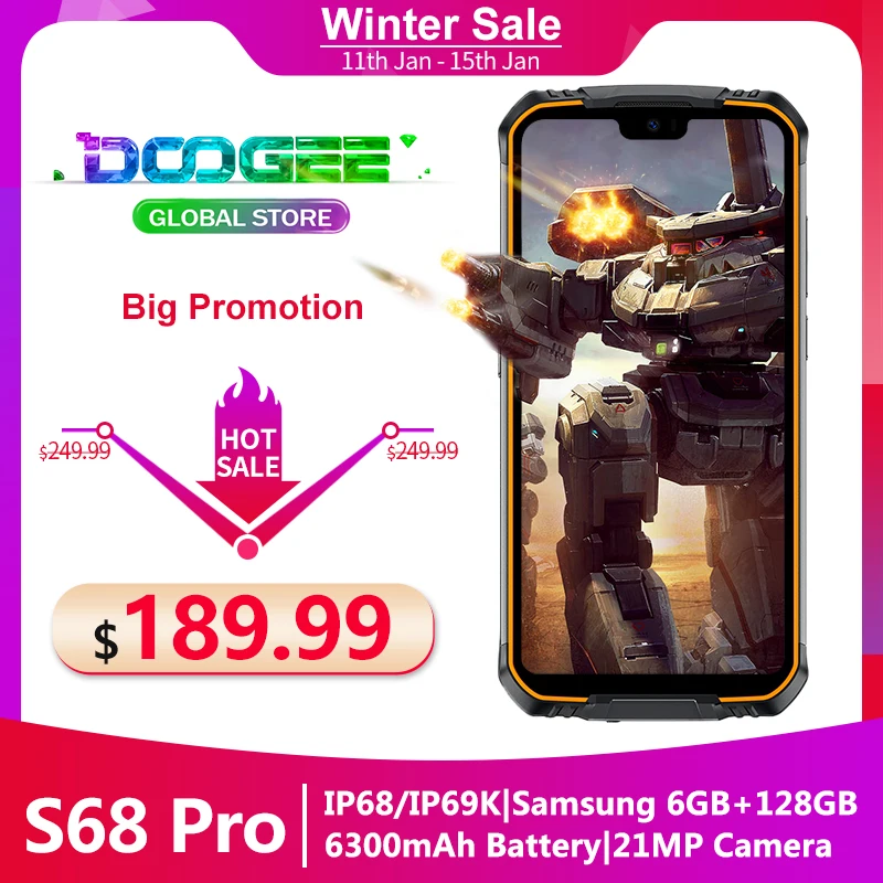 Doogee S68 Pro смартфон с 5 дюймовым дисплеем восьмиядерным процессором Helio P70 ОЗУ 6 ГБ
