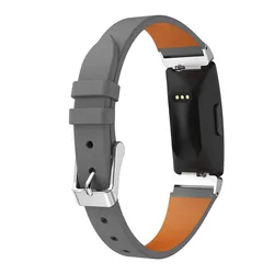 Stylish Leather Band Strap for Fitbit Inspire Smartwatch Replacement Bracelet (GRAY)