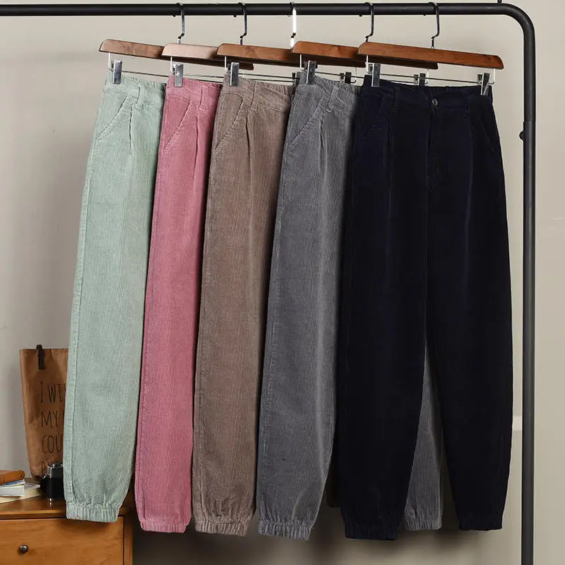 

Vintage High Waist Corduroy Pants Women Casual Pink Corduroy Pants Female Streetwear Loose Corduroy Pants Women Clothing Q2002