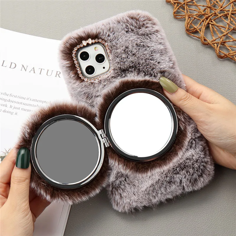 Mirror Fur Fluffy soft Case For iPhone 11 Pro Max (30)