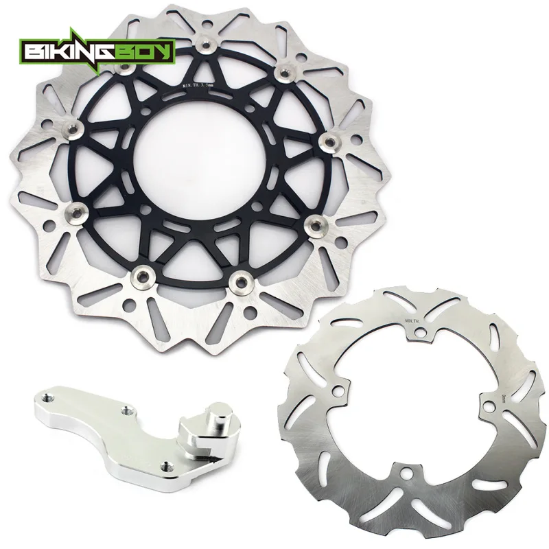 BIKINGBOY KX 125 250 06 07 08 KX250F KX450F 06-14 KXF KX-F KLX 450 R 07-12 11 спереди и сзади тормозные диски роторы кронштейн 320 мм