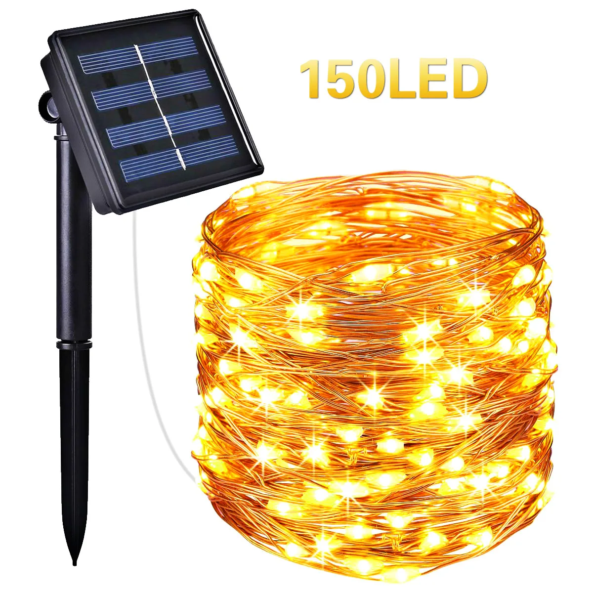 

150LED Solar Copper Wire Star Light String Outdoor Fairy Lights Light Garland Wedding Holiday Party Christmas Decorative Lights